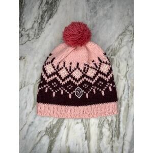 KARI TRAA Fair Isle Wool Blend Knit Fleece Lined Winter Snow Beanie Hat OS